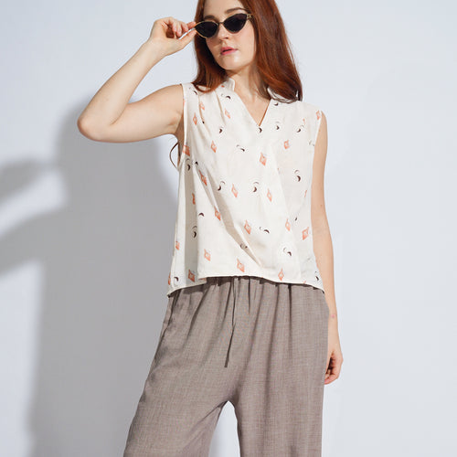 Britney Printed Wrap Top