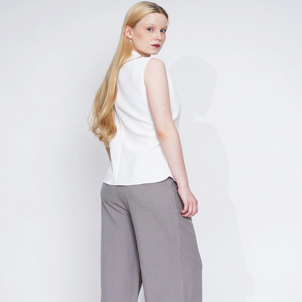 Farrah Draped Mock-Neck Sleeveless Top