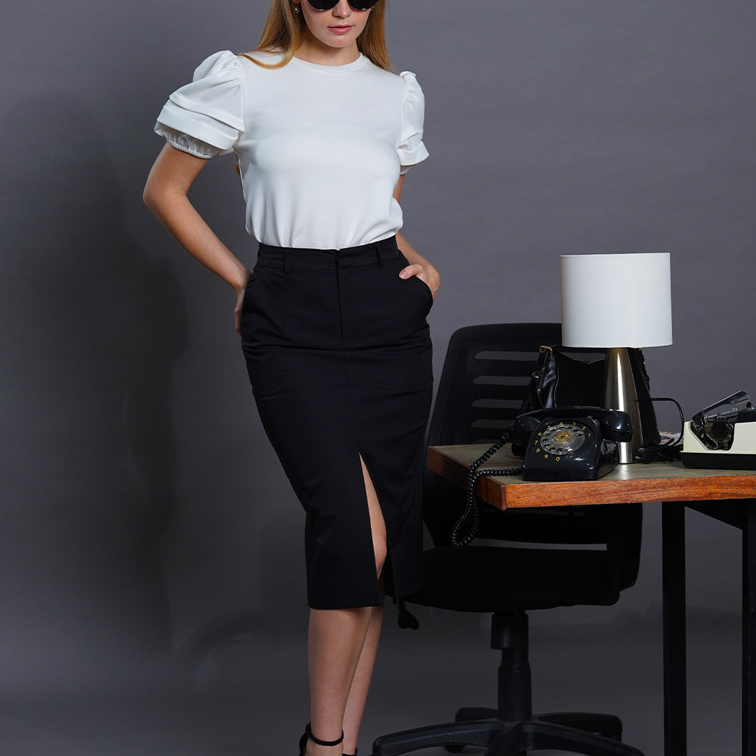 Leslie Elegant Tiered Puff Sleeve Blouse