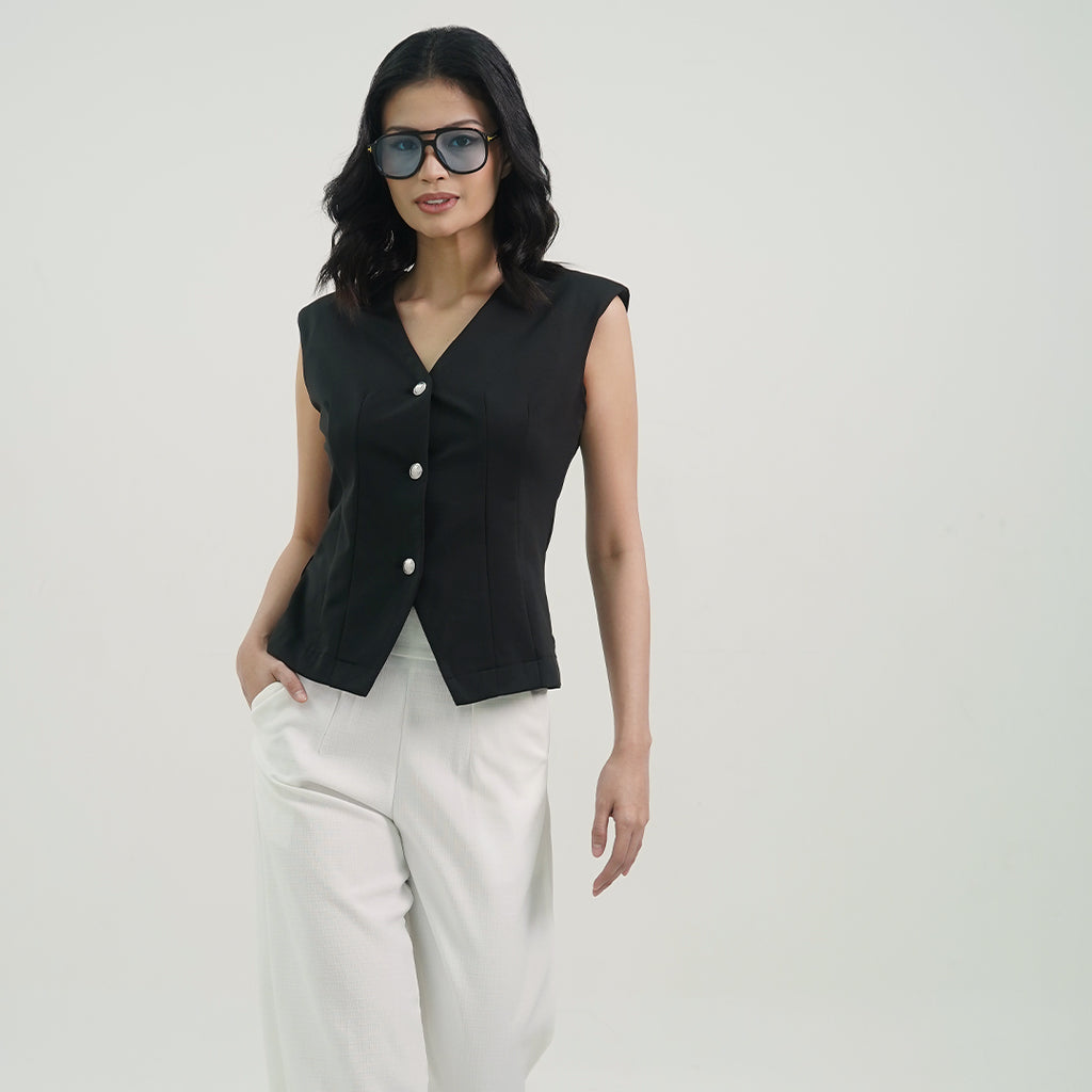 Isra Chic Structured V-Neck Vest Top
