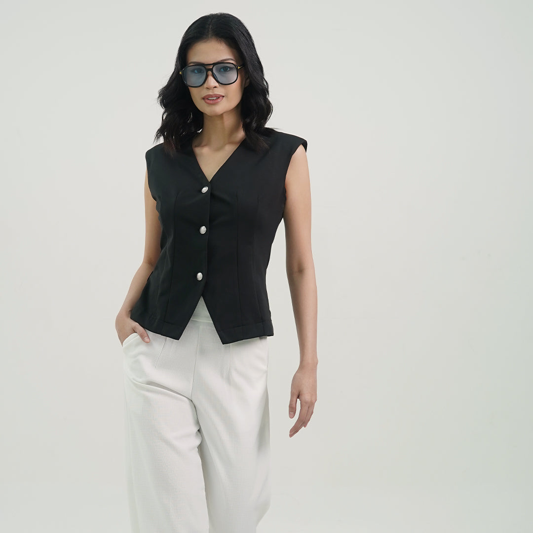 Isra Chic Structured V-Neck Vest Top