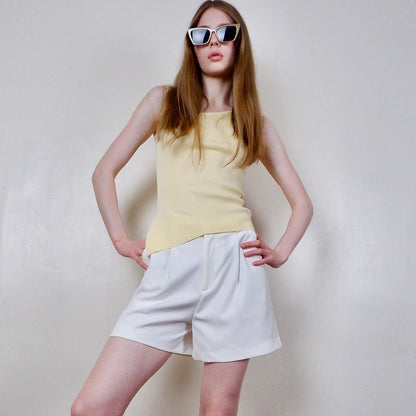 Cathy Fine Gauge Knit Sleeveless V-Neck Blouse
