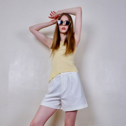 Cathy Fine Gauge Knit Sleeveless V-Neck Blouse