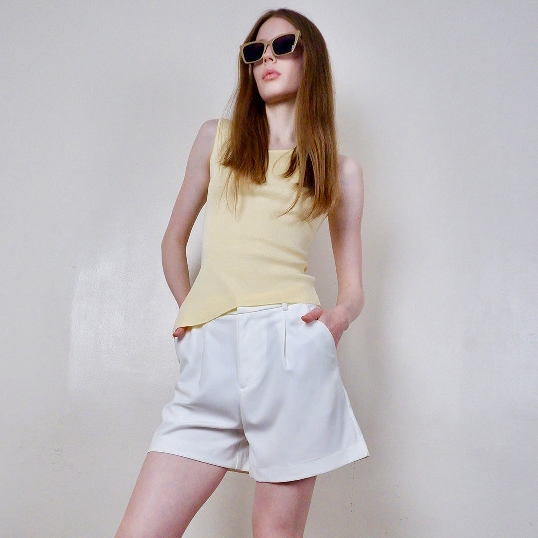 Cathy Fine Gauge Knit Sleeveless V-Neck Blouse