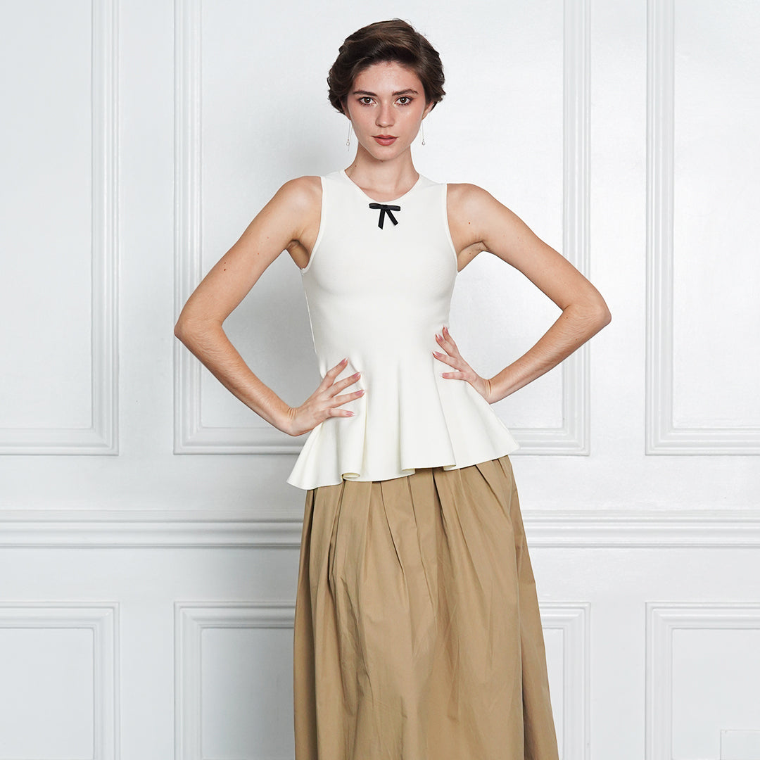 Janiah Ivory Elegance Sleeveless Peplum