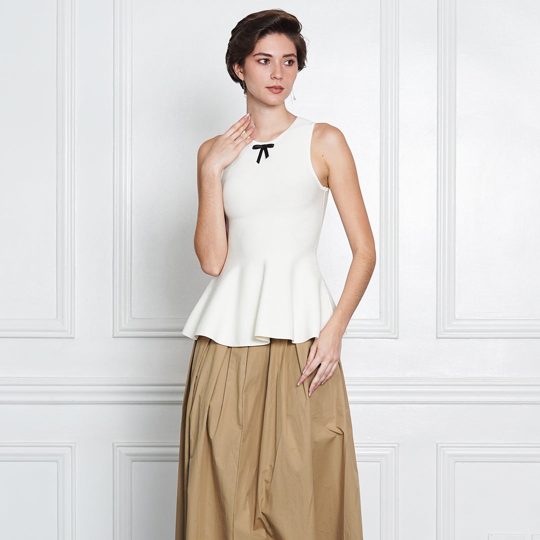 Janiah Ivory Elegance Sleeveless Peplum