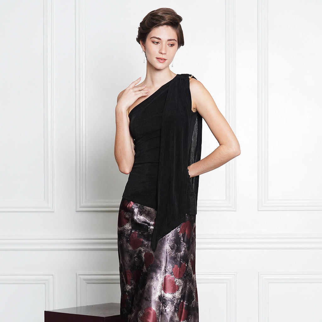 Jazzel Glimmer Drape One-Shoulder Top
