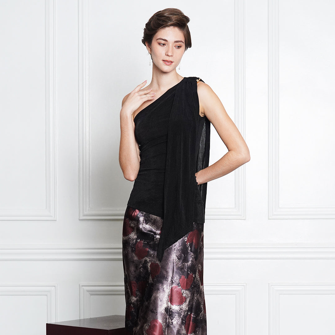 Jazzel Glimmer Drape One-Shoulder Top