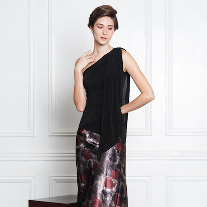 Jazzel Glimmer Drape One-Shoulder Top