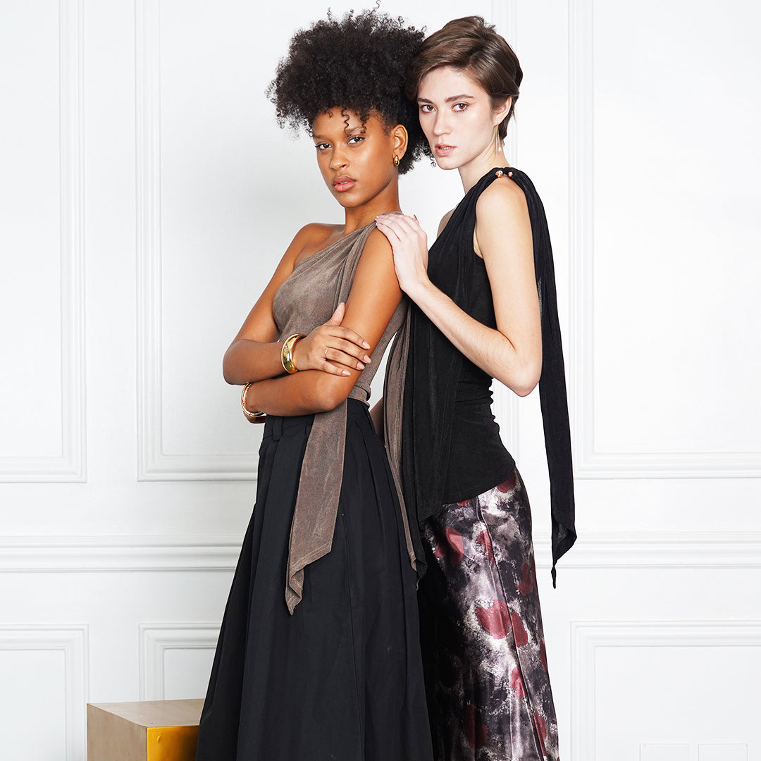 Jazzel Glimmer Drape One-Shoulder Top