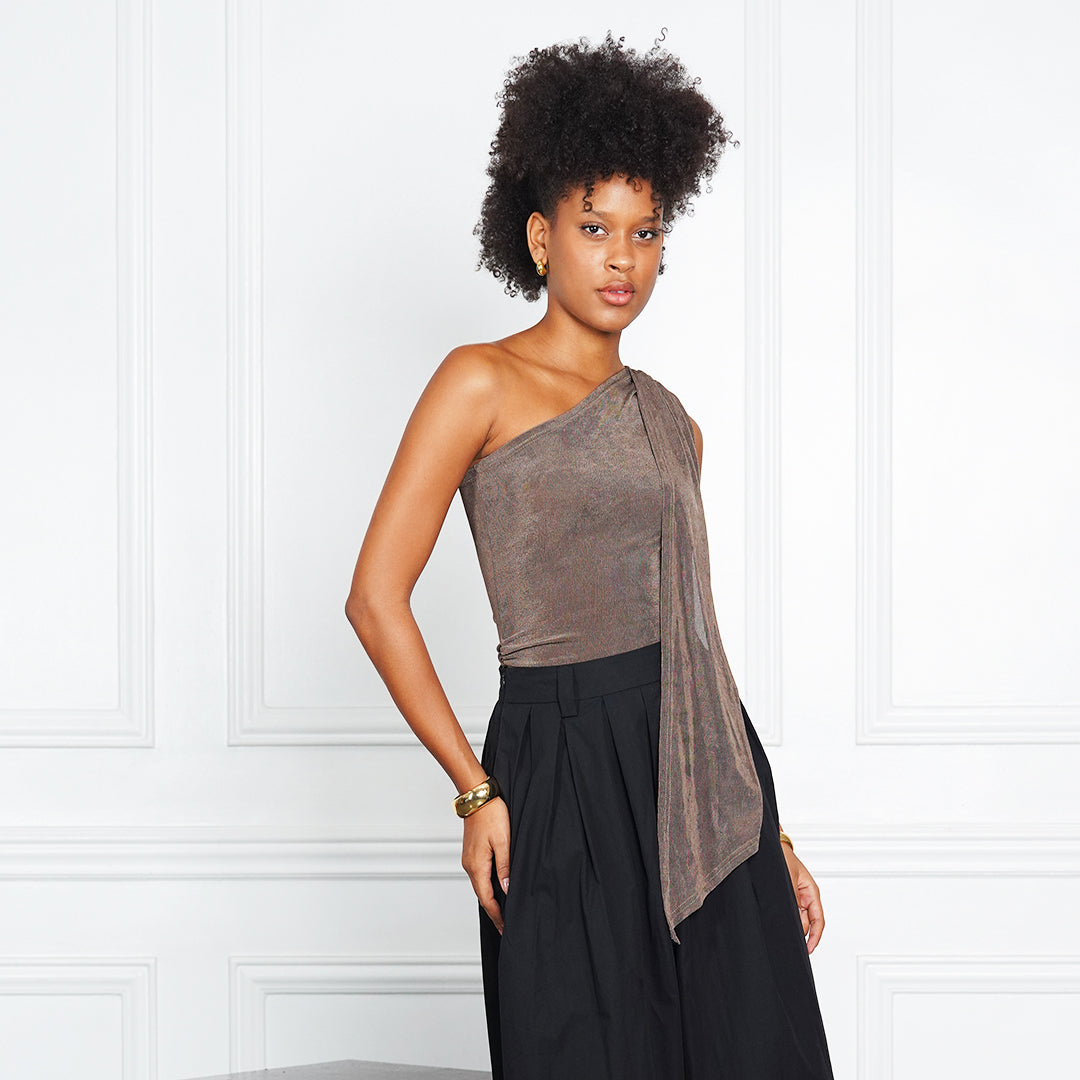 Jazzel Glimmer Drape One-Shoulder Top