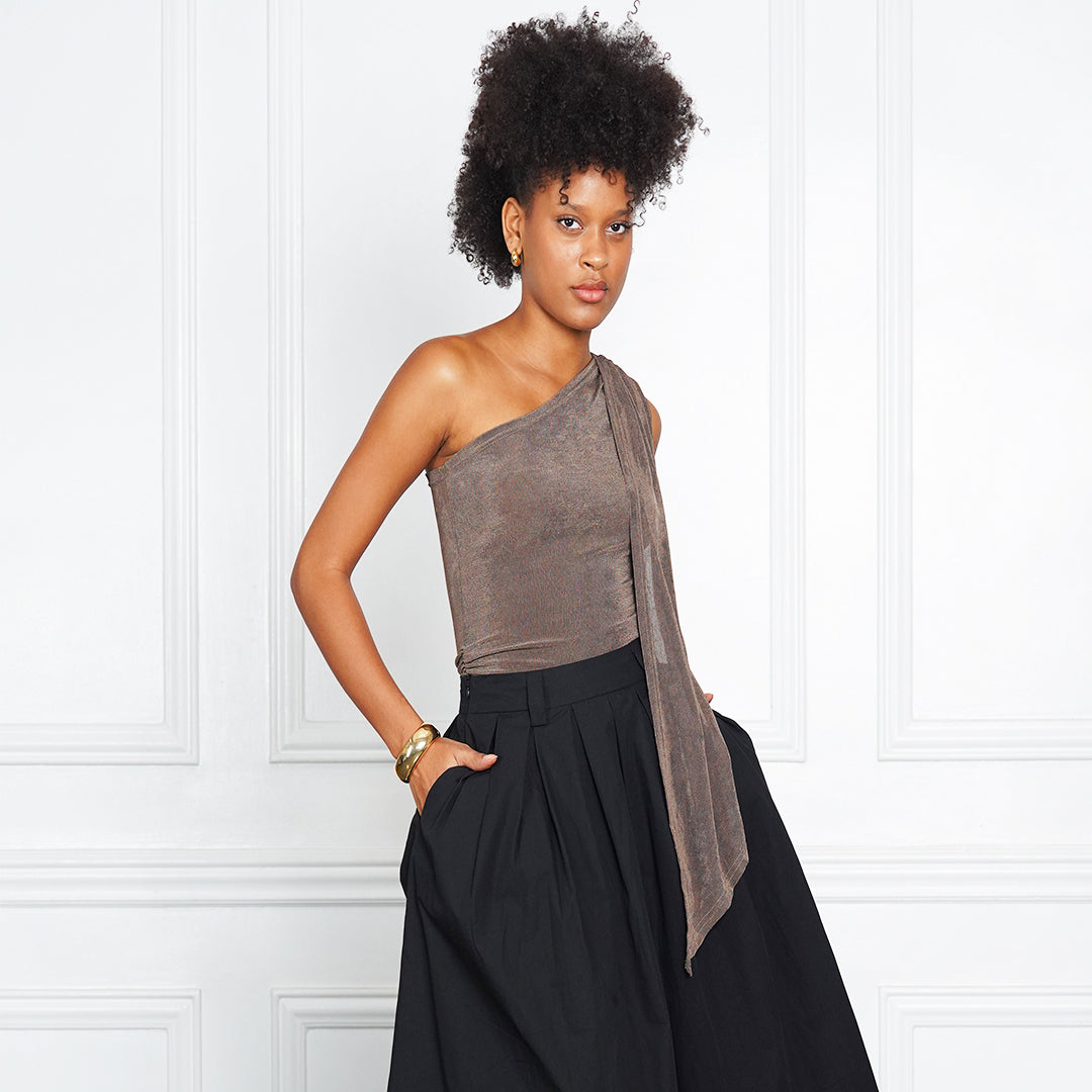 Jazzel Glimmer Drape One-Shoulder Top