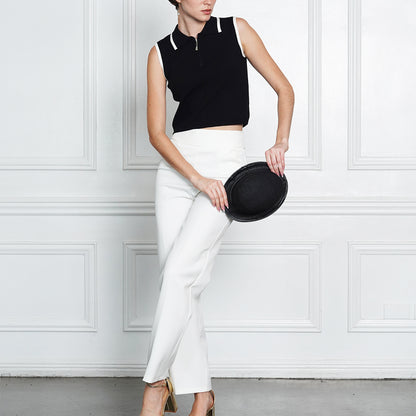 Jamiah Sleek & Sophisticated Contrast-Trim Polo Top