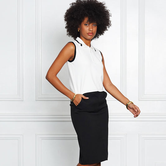 Jamiah Sleek & Sophisticated Contrast-Trim Polo Top