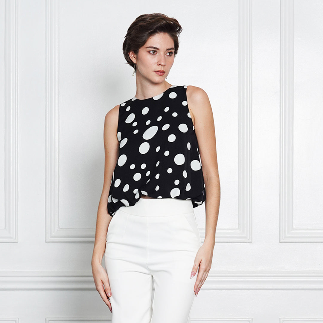 Jasmine Chic Polka Dot Sleeveless Swing Blouse