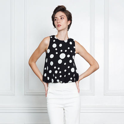 Jasmine Chic Polka Dot Sleeveless Swing Blouse