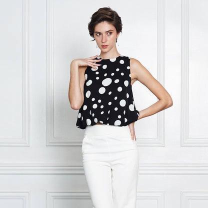 Jasmine Chic Polka Dot Sleeveless Swing Blouse