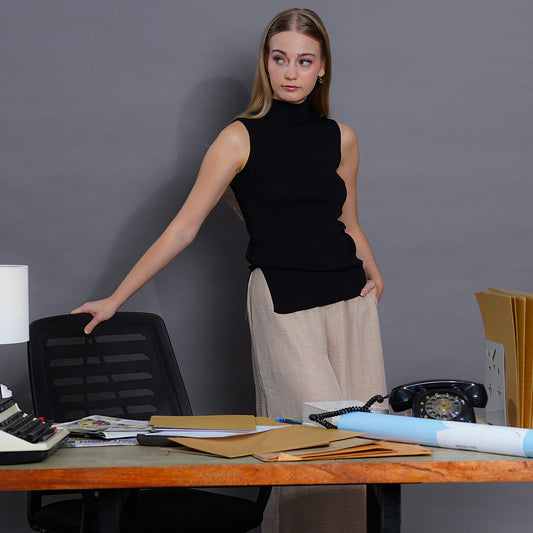 Liliana Mock-Neck Side-Split Knit