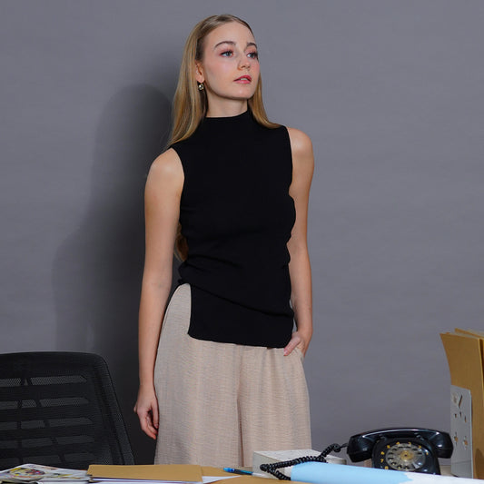 Liliana Mock-Neck Side-Split Knit