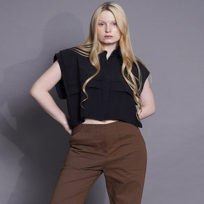 Hannah Ruffled Cropped Blouse