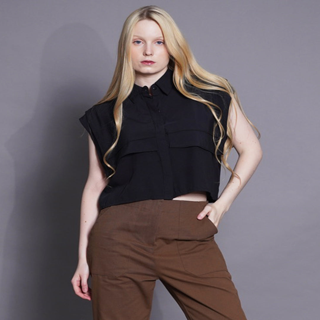 Hannah Ruffled Cropped Blouse