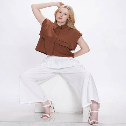 Hannah Ruffled Cropped Blouse