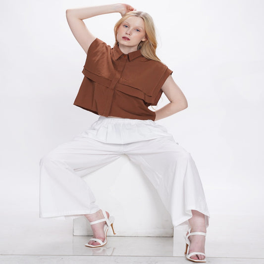 Hannah Ruffled Cropped Blouse