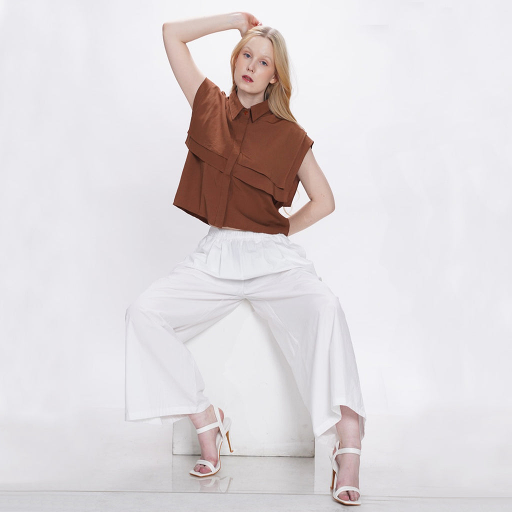 Hannah Ruffled Cropped Blouse