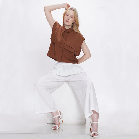 Hannah Ruffled Cropped Blouse