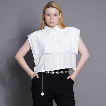 Hannah Ruffled Cropped Blouse