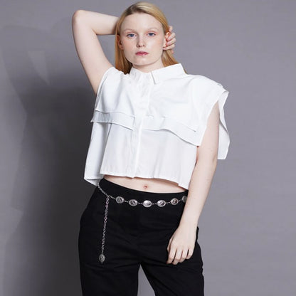 Hannah Ruffled Cropped Blouse