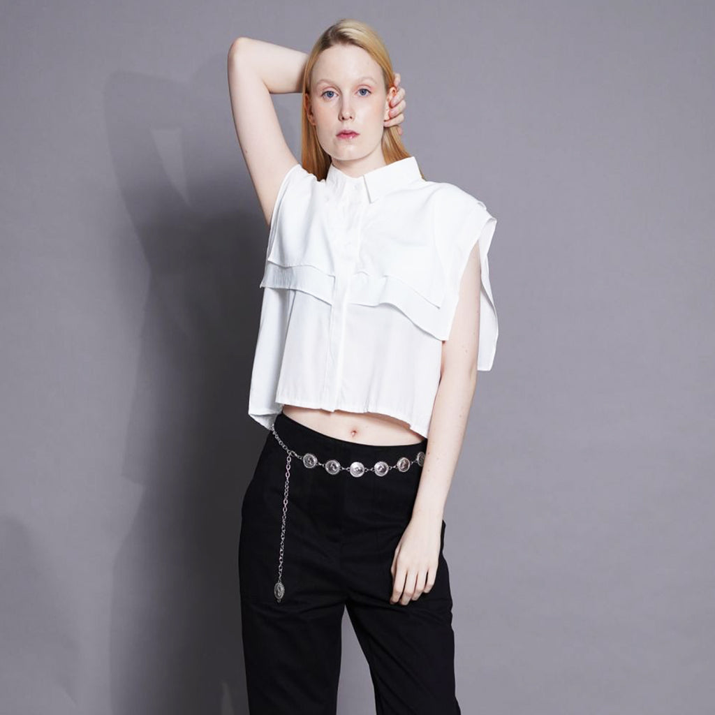 Hannah Ruffled Cropped Blouse