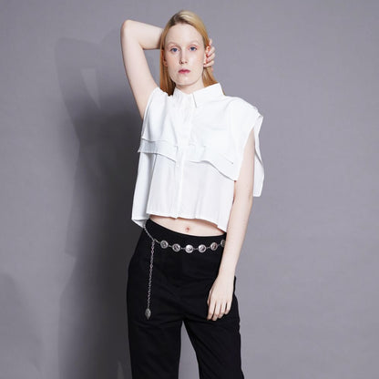 Hannah Ruffled Cropped Blouse