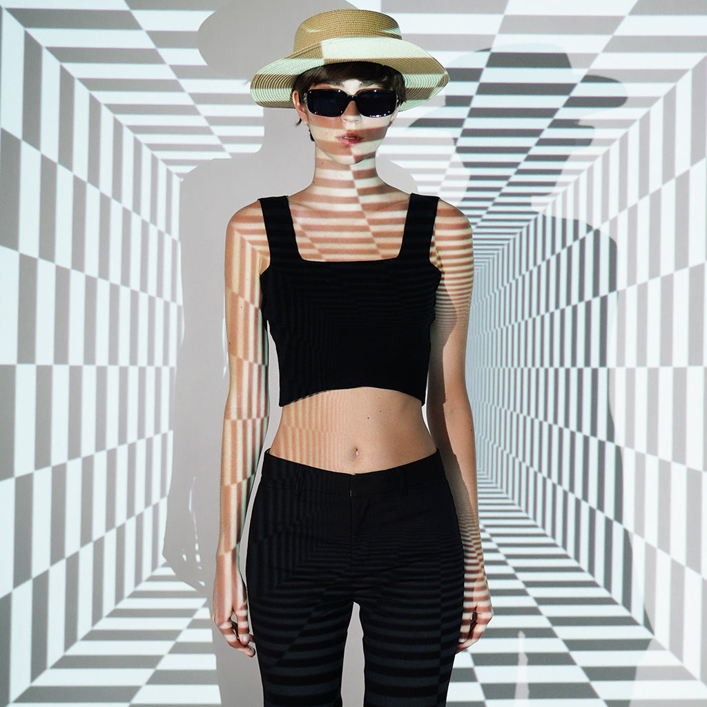 Damian Square-Neck Knit Crop Top