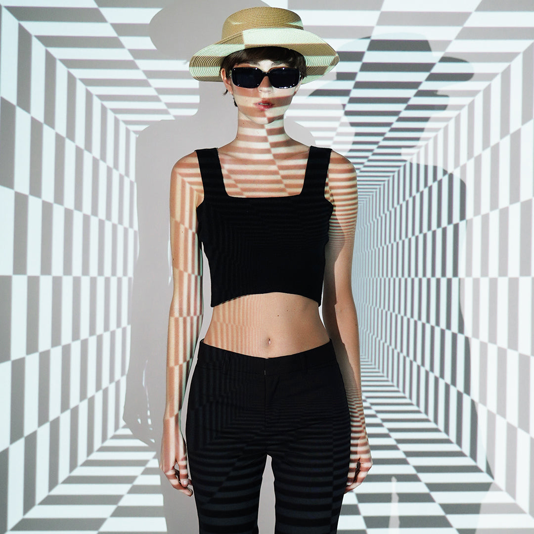 Damian Square-Neck Knit Crop Top