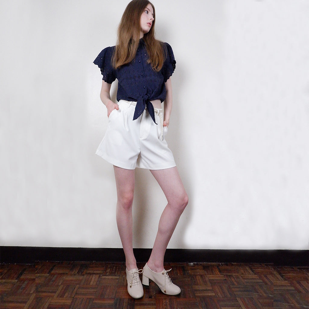 Dolly Button-Down Blouse with Tie Front