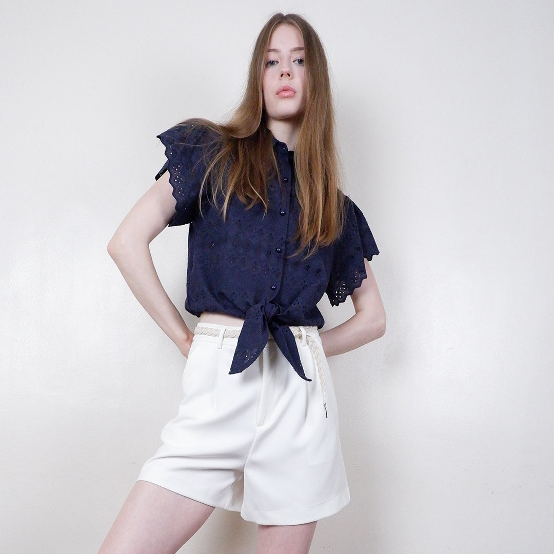 Dolly Button-Down Blouse with Tie Front