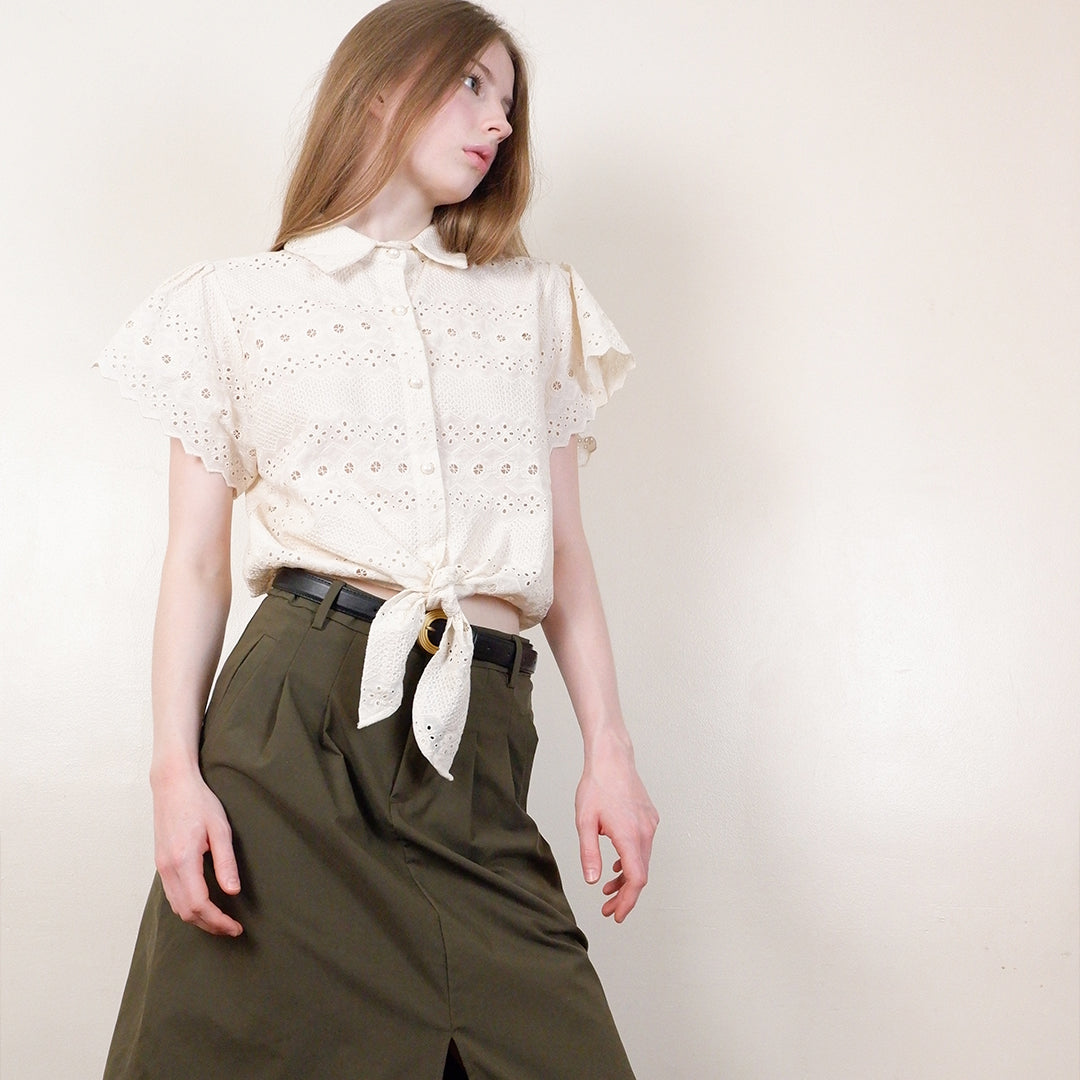 Dolly Button-Down Blouse with Tie Front