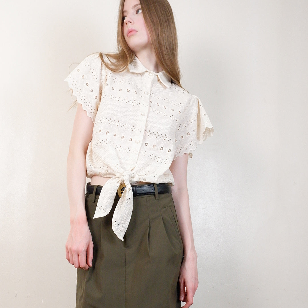 Dolly Button-Down Blouse with Tie Front