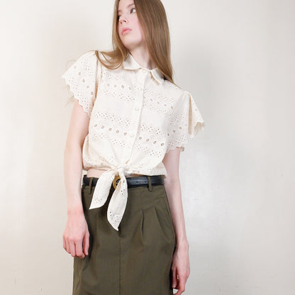 Dolly Button-Down Blouse with Tie Front