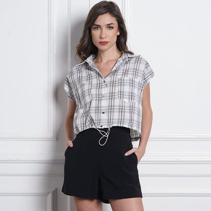 Layla Short Sleeves Plaid Top