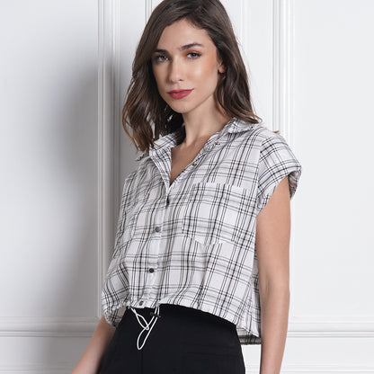 Layla Short Sleeves Plaid Top