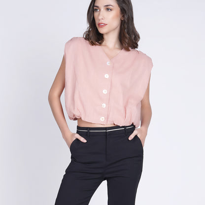 Lunna Cropped Button-up Shirt