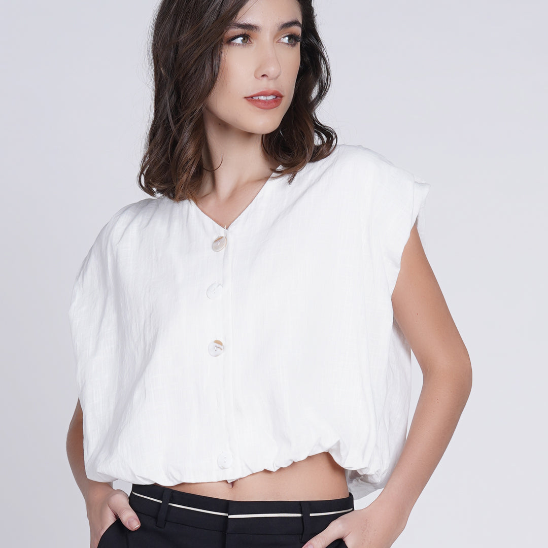 Lunna Cropped Button-up Shirt