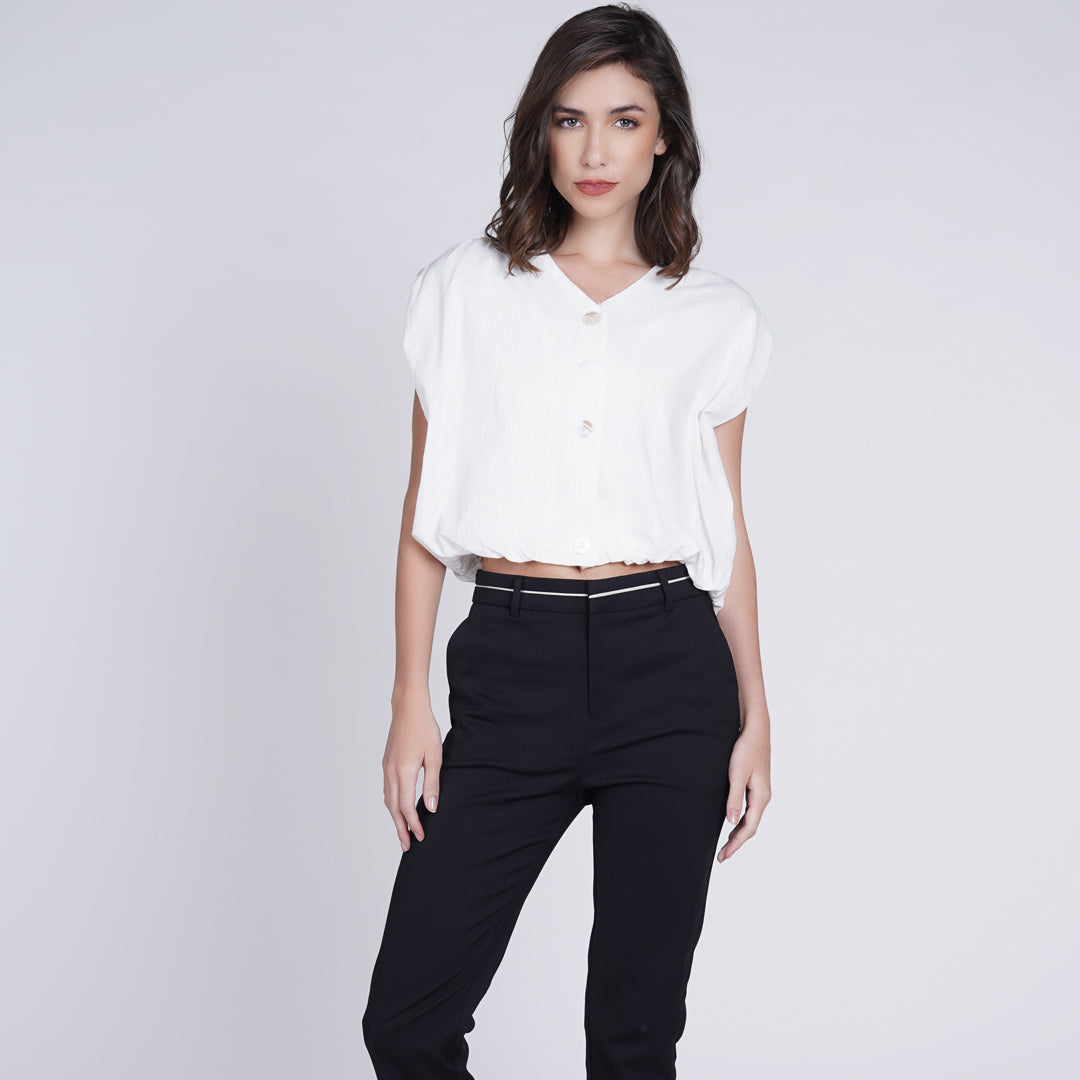 Lunna Cropped Button-up Shirt