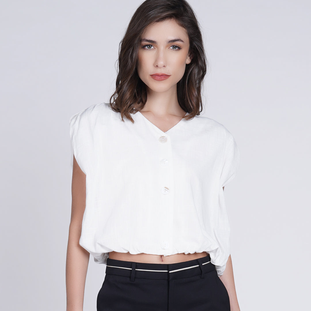 Lunna Cropped Button-up Shirt