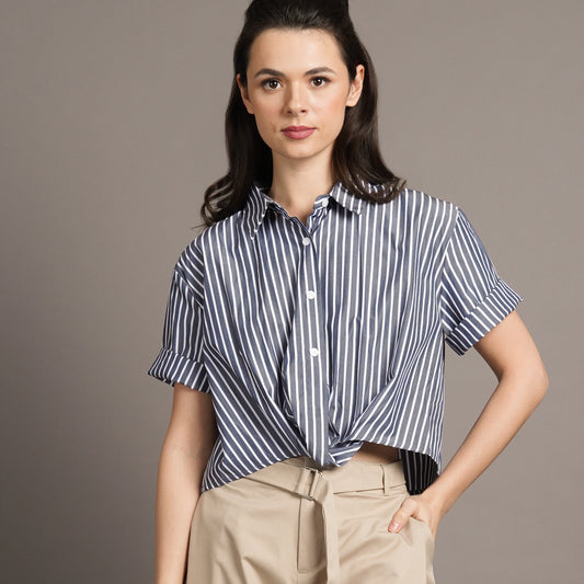 Jocie Stripes Crop Shirt