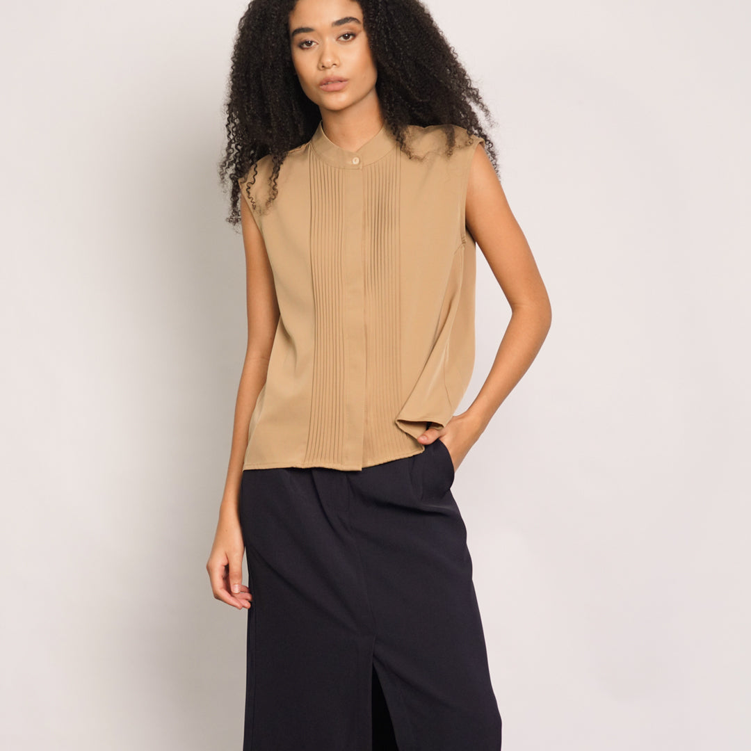 Kiara Pintucked Sleeveless Top