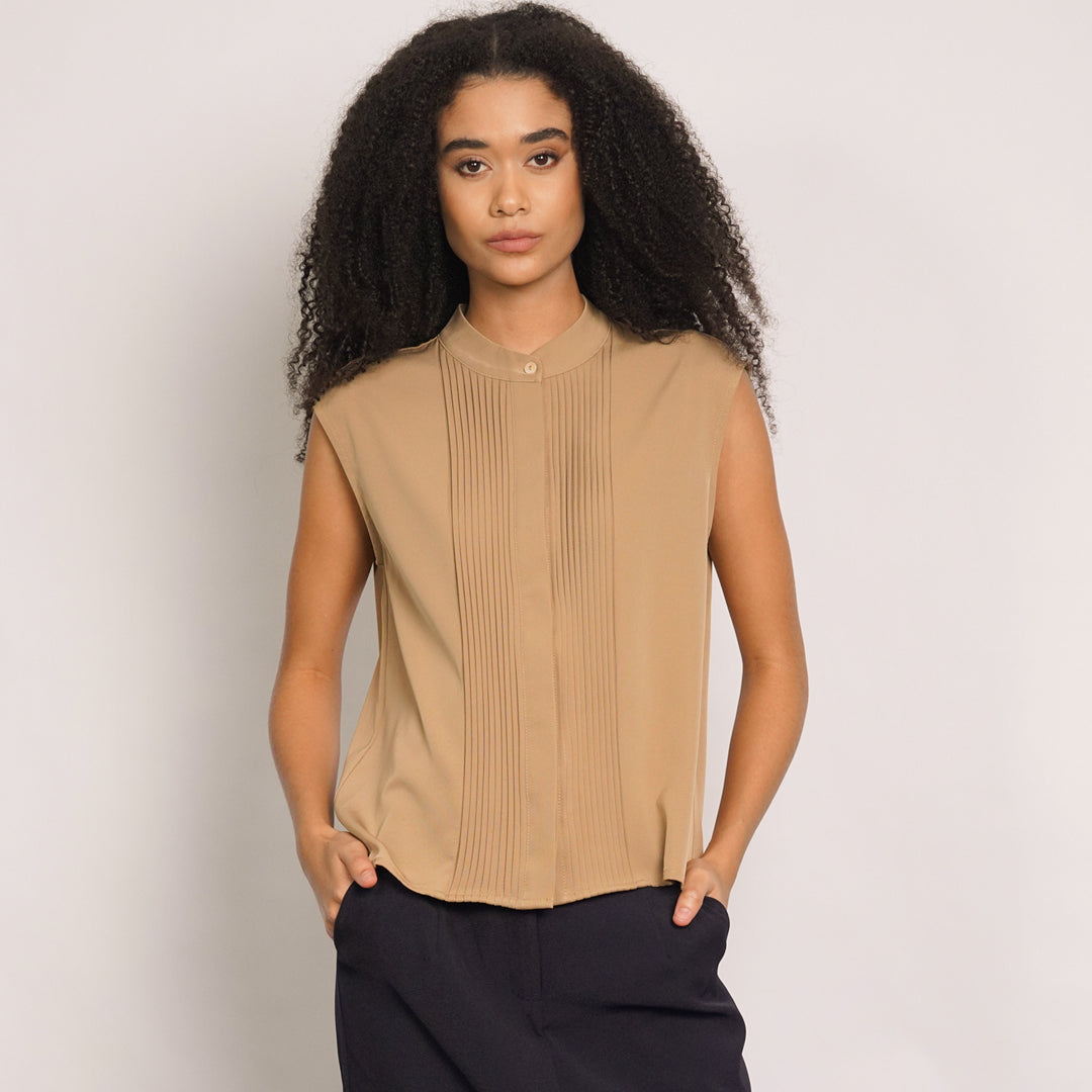 Kiara Pintucked Sleeveless Top