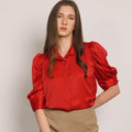 Lhara Puff Slleeves Collared Top